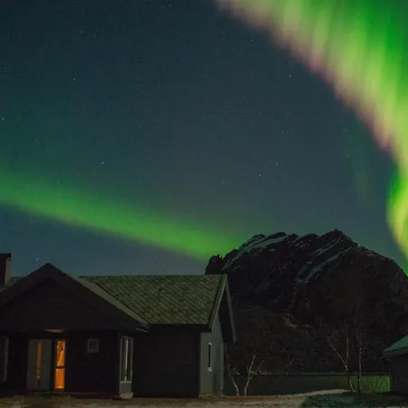 Lofoten Mountains Midnight Sun And Nothern Lights In * Steigen