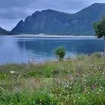 Lofoten Mountains Midnight Sun And Nothern Lights In *