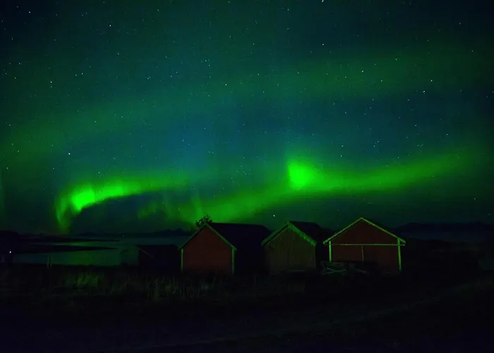 Lofoten Mountains Midnight Sun And Nothern Lights In