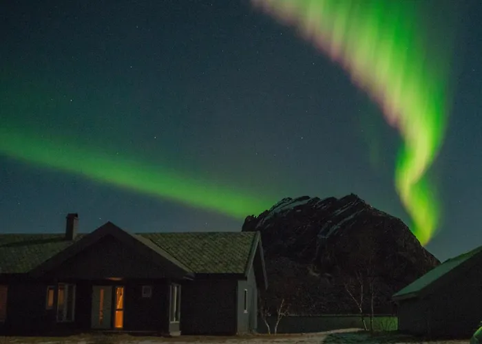 Lofoten Mountains Midnight Sun And Nothern Lights In * Steigen